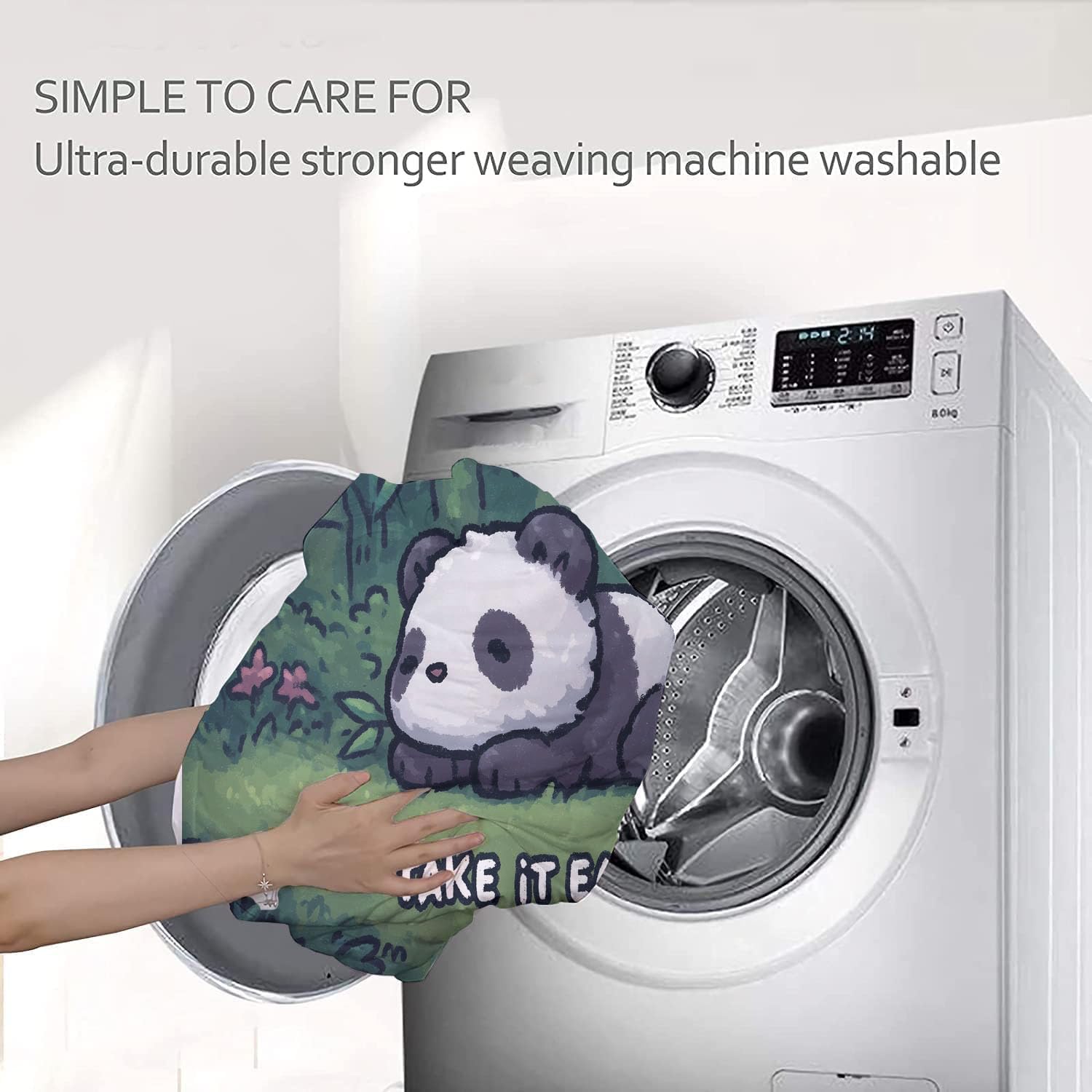 Trapunta Letto Singolo 4 Stagioni Piumone per Bambini, Divertente Panda Leggero Acquerello Animali Set di Biancheria da Letto 140x200cm con 1 Federe,Piumino Lavabile In Lavatrice
