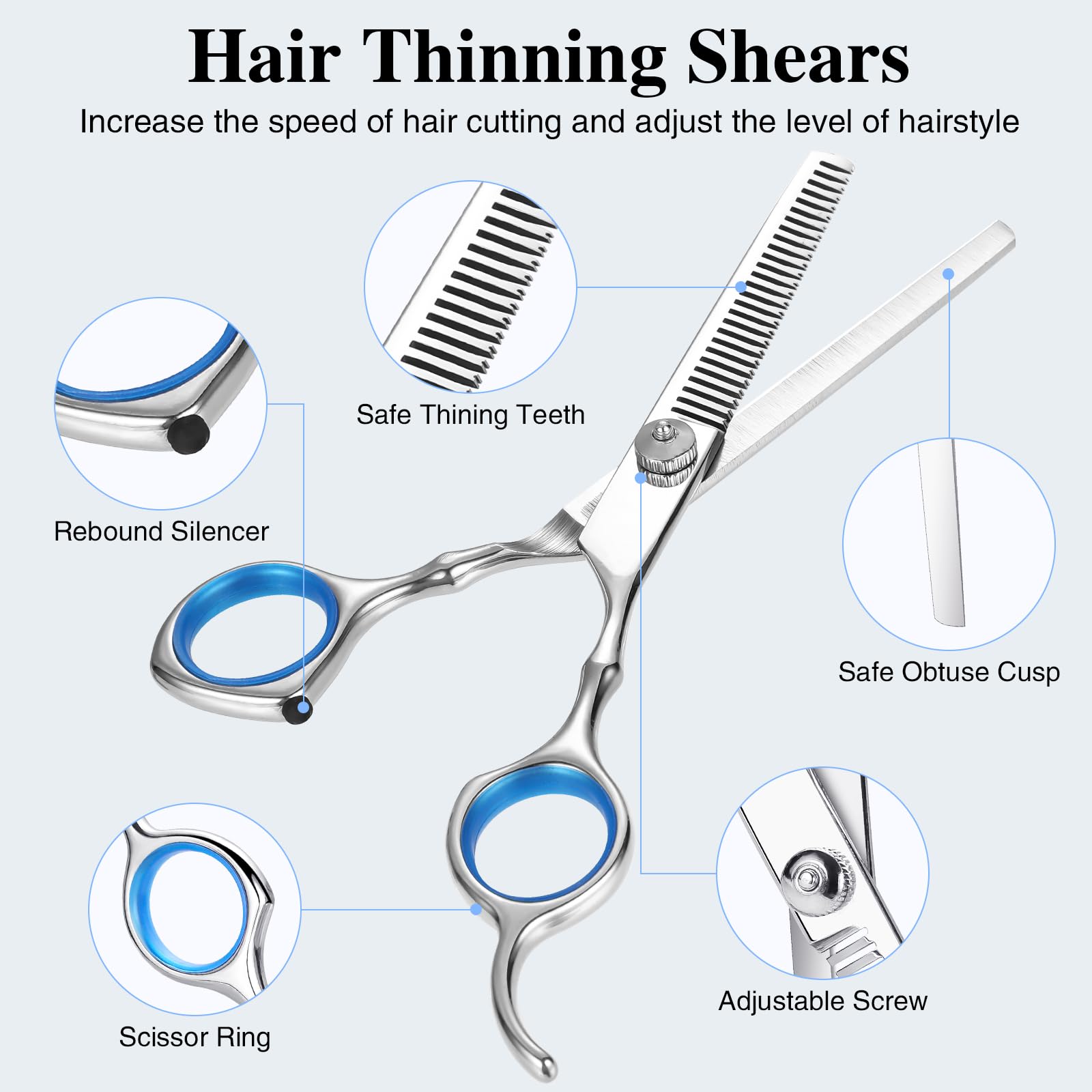 Forbici per acconciatura, 3 pezzi kit forbici per parrucchiere professionale forbici disaddensante per capelli con custodia protettiva, 6,7 pollici forbici per principianti casa salone animale