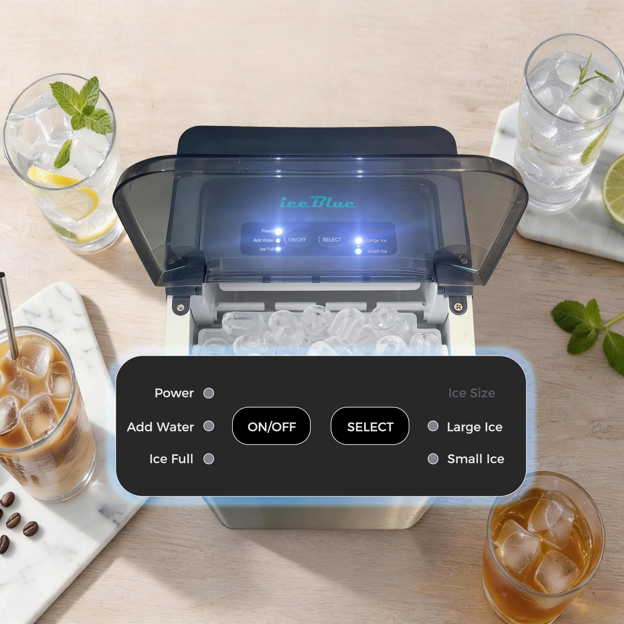 Eismaschine, 2 Größen an Kugeleis aus Edelstahl Tisch-Eismaschine - Silber | Eismaschine mit täglich 12 kg Eisausstoß, 9 Eisstücke fertig in nur 9 Minuten – ideal für Zuhause, Küche und als Geschenk