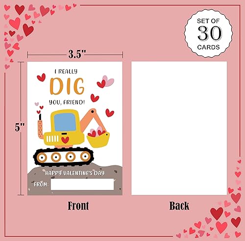 Miniatura 2 de Tuyashua ETQ03 - Tarjetas de construcción para el día de San Valentín, 5 x 3.5 pulgadas, para el aula, etiquetas de regalo para niños y niñas, juego