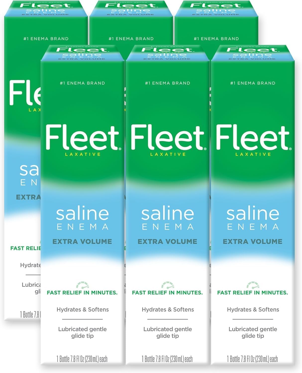Fleet Saline Laxative Enema, (Packaging May Vary), 7.8 Fl.Oz (Pack of 6)