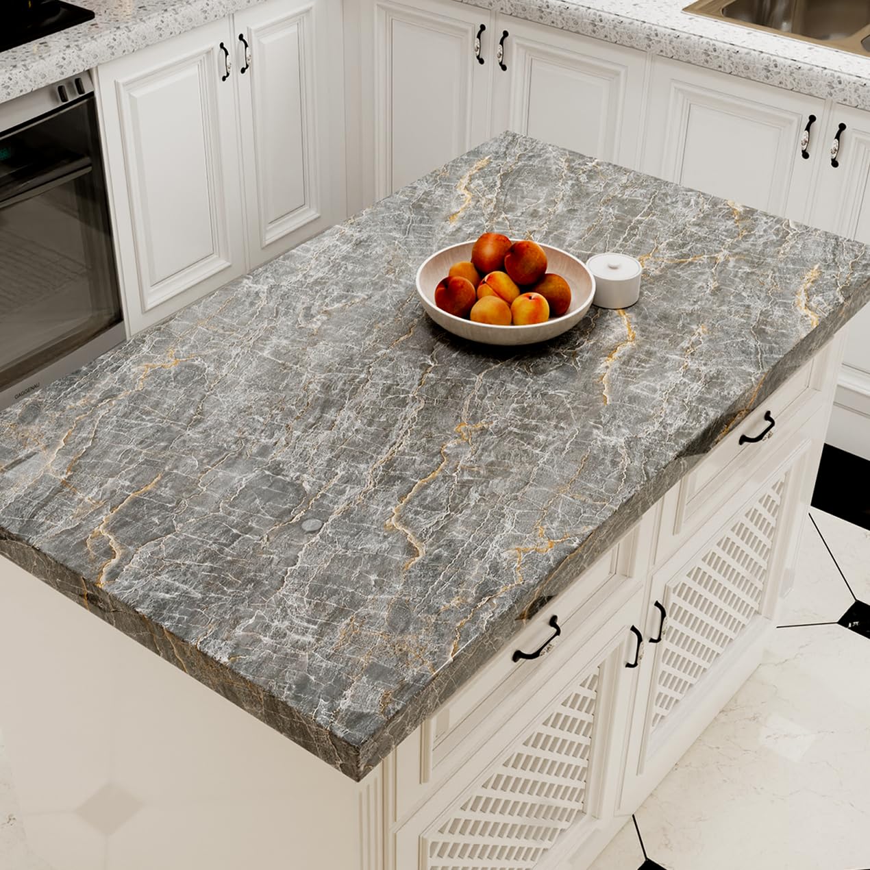 Yenhome Papel Tapiz Autoadhesivo Marmol Gris para Baño 76×300cm Vinilo Adhesivo Muebles Papel Adhesivo Marmol Gris Encimera Cocina Vinilico Pared Cocina Comedor Puerta Gabinete Mesa Impermeable