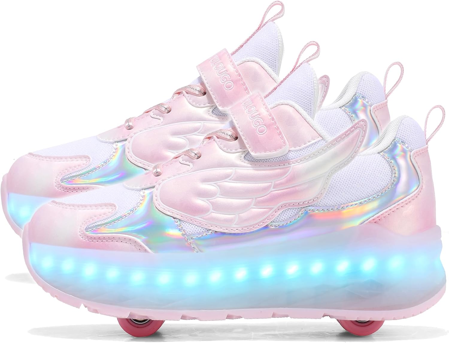AIkuass LED Roller Skate Shoes for Kids Boys Girls 4 Detachable Wheels Fashion Sneakers Rechargeable Upgrade with Lights Flashing Wheeled Shoes for Beginners Best Gift