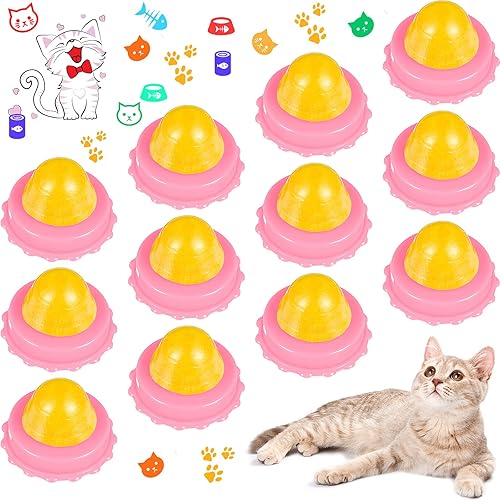 12 piezas de aperitivos para gatos, bola de azúcar, bola de azúcar comestible con hierba gatera para gatos, bolas de juguete para lamer gatitos,