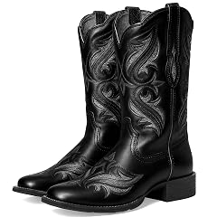 Alsoloveu Sparkly Cowboy Boots Women Square Toe Cowgirl Western Boot Glitter Block Low Heel Mid Calf Wedding Dress