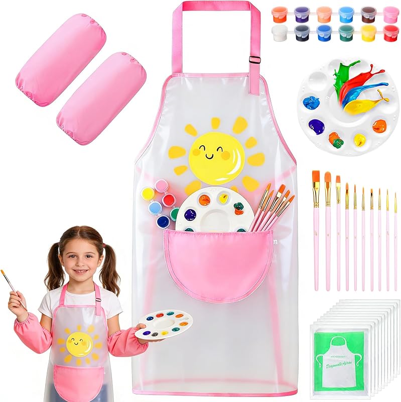 Elisel Kids Art Smock, Toddlers Painting Apron Waterproof for Children Artist Smock With Sleeve,Disposable Aprons for Kids