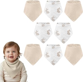 Muslin Baby bibs for drooling and teething, 100% cotton, Bibs for baby girl, Muslin bibs for boys 8 Pack