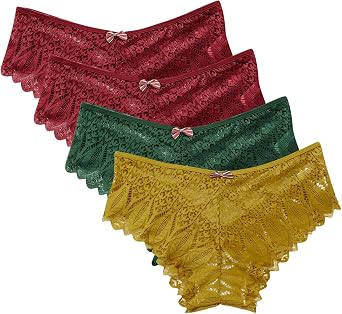 TANGNADE Sexy Underwear for Women Seamless Soft Lace Ladies No Show Bikini Panties Women Thongs Underwear 4 Pack