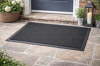 Outdoor Door Mat Heavy Duty – Door Mat Outdoor for Front Door, Non Slip Waterproof Rubber Backed Entrance Mat for Indoor & Outside Use (Multiple Sizes)
