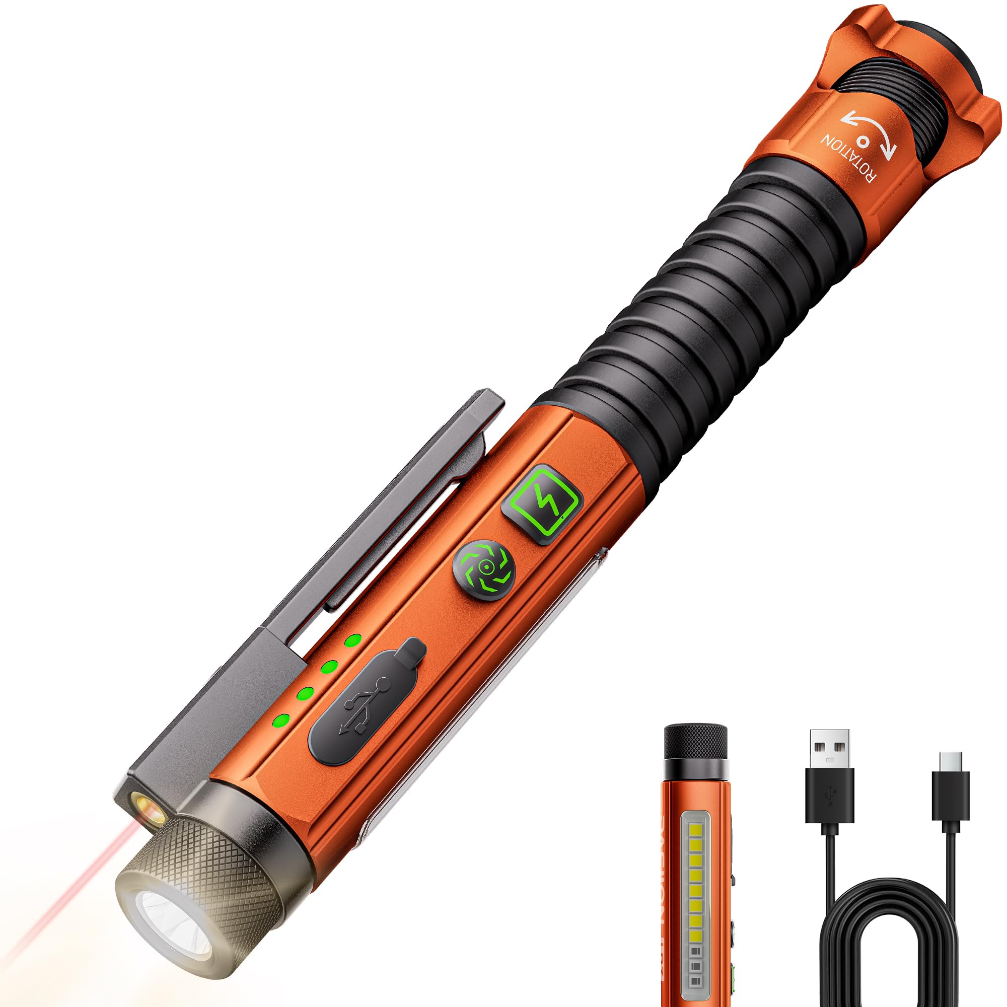 PASIION EDC Taschenlampe Wiederaufladbare,800Lumen LED Arbeitsleuchte mit Magnetclip & Magnetfuß, 11 Arbeitsmodi COB Stiftlampe, Ideal für Werkstatt, Zuhause und Notfallbeleuchtung