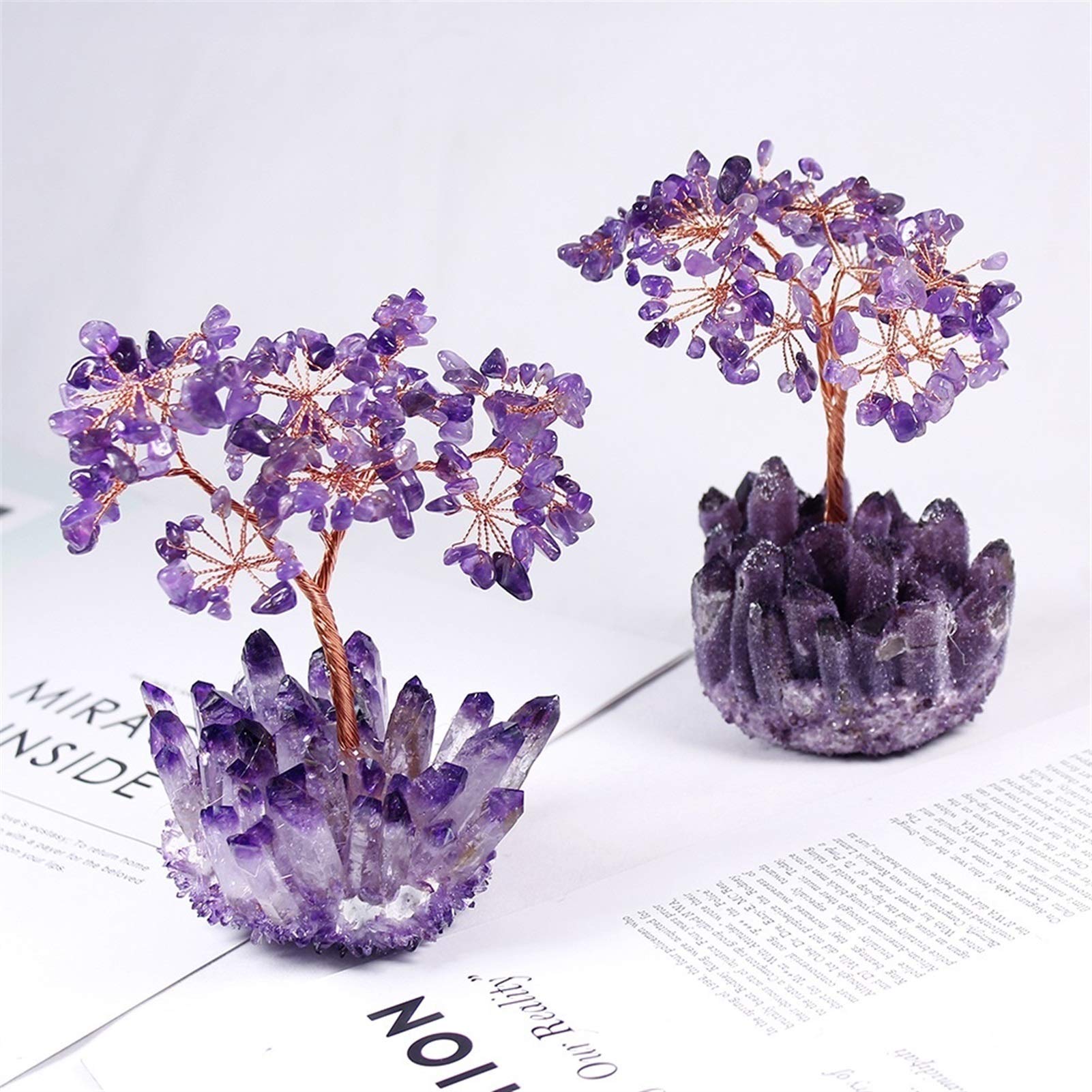 Kristallbaum Kristallbaum Amethyst Quarz Edelstein Baum Kristall Cluster Cluster Base Bonsai Glück Geldbaum Skulptur Home Office Decoratio Kristalle (Color : B)
