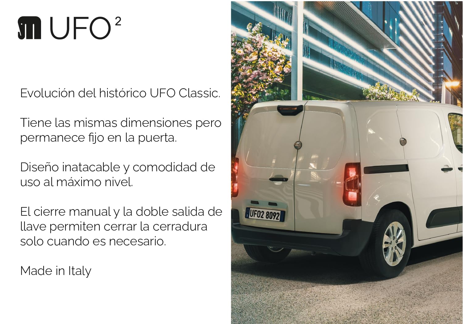 UFO MERONI LOCKS - UFO2 High Security Anti-Burglar Lock for Vans and Light Commercial Vehicles, Manual Van Lock, Safety Van Lock, Van Padlock (2 Pieces)