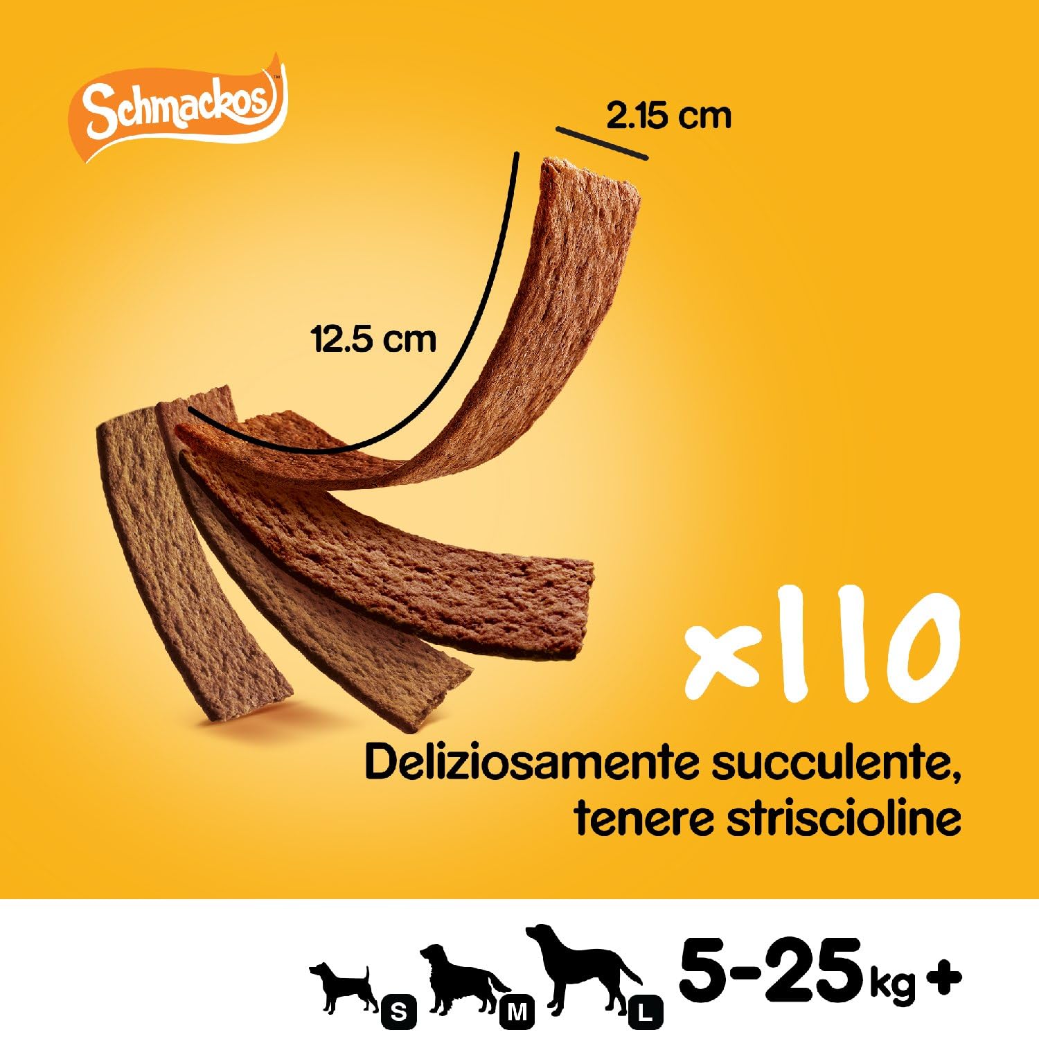Pedigree Schmackos, Multipack snack per cani al gusto di manzo, agnello e pollame, 110 strisce, 790g in totale