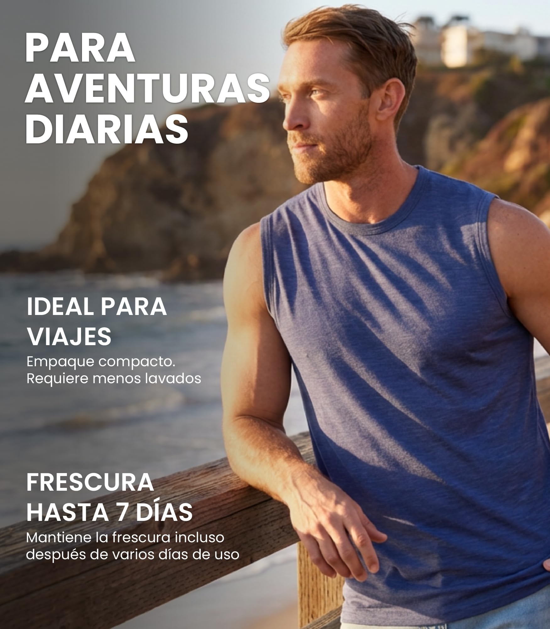 Merino.tech Camiseta Sin Mangas Merino Activa - 100% Lana Merino | Absorbe la humedad, altamente transpirable, de secado rápido, suave y ligera