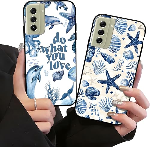 Zrutru 2 Pack Cute Ocean Phone Case for Samsung Galaxy S21 FE 5G 6.4",Kawaii She