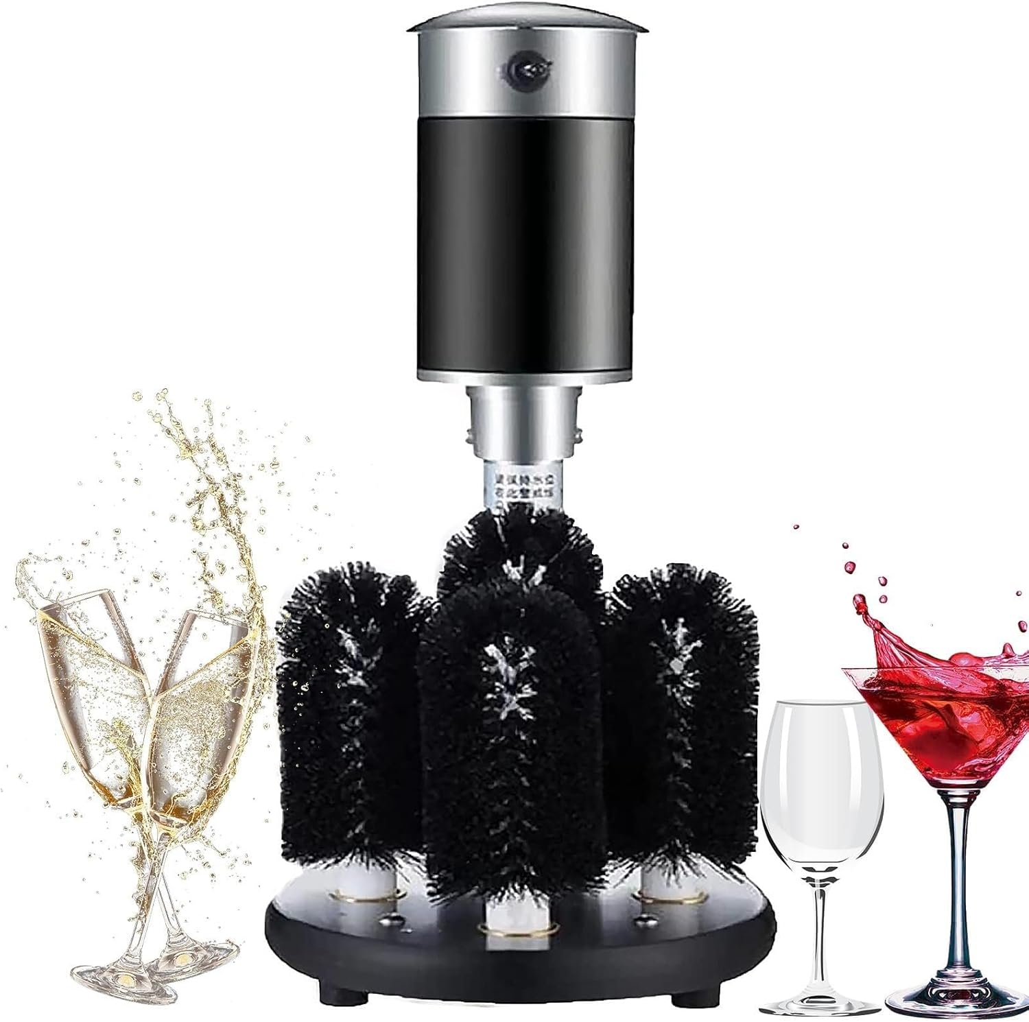 5-Brush Electric Glass Washer Machine,Upright Commercial Wine Glass Cleaning Polishing Machine,for Wine Glass Beer Cup