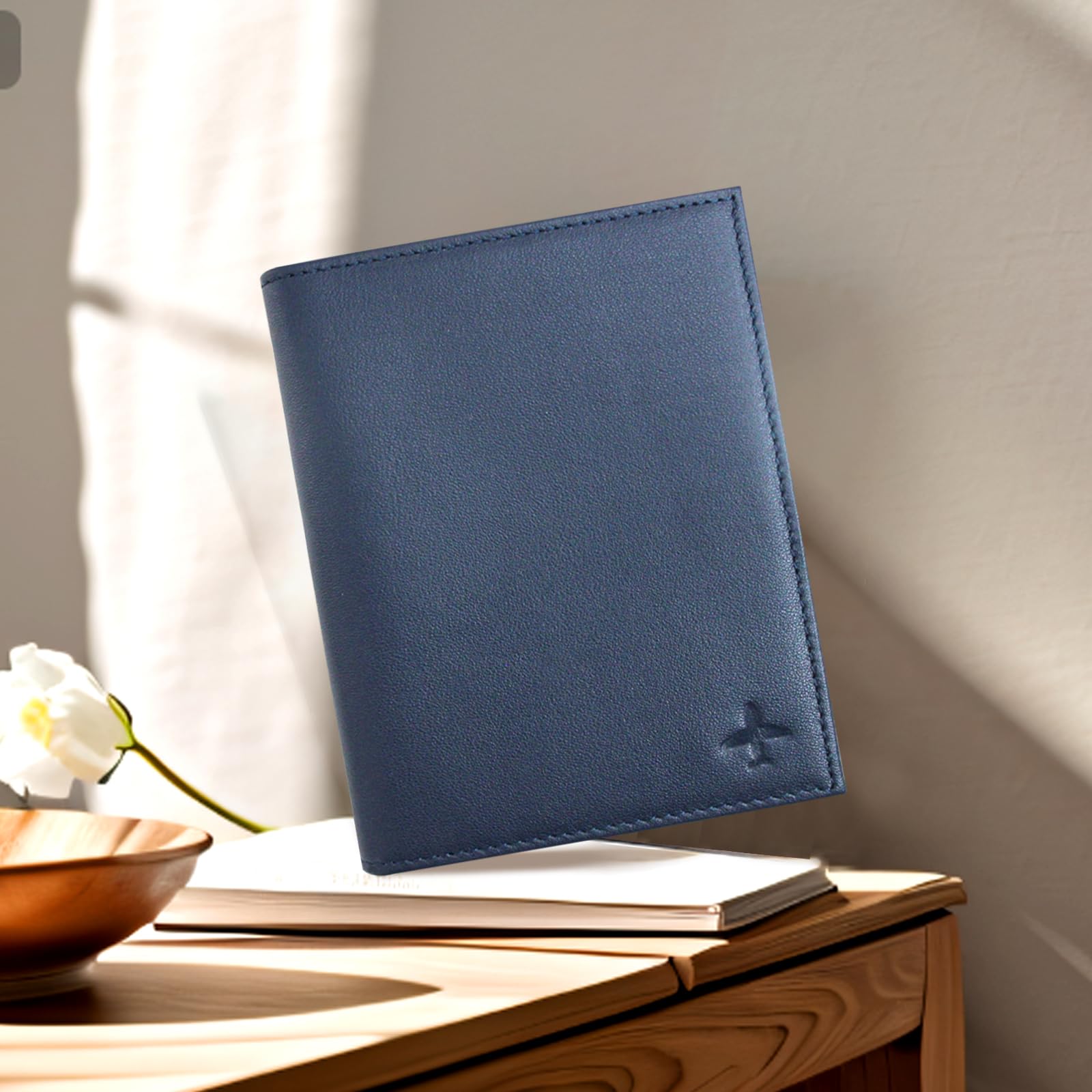 Boshiho Cartera para pasaporte de piloto – Accesorios de cuero azul para pasaporte, pasaporte de viaje de cuero premium, organizador de documentos de viaje, funda protectora para pasaporte, tarjeta de