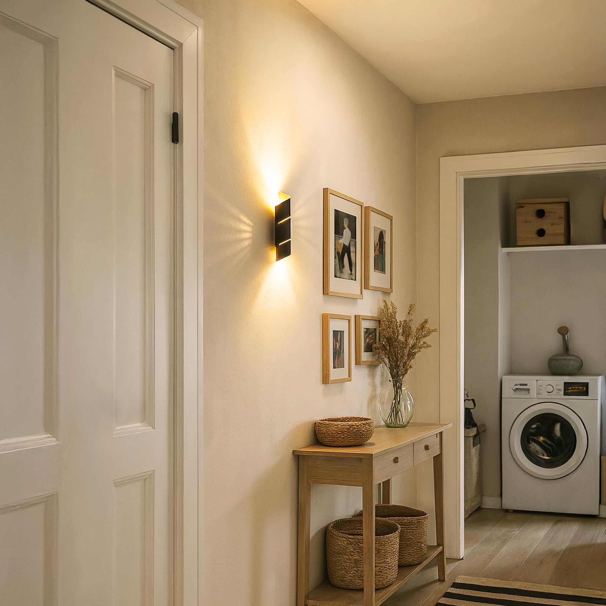 SSC-LUXon 2er Set VYRA Wandleuchte schwarz gold rund – Up and Down Lampen mit G9 Fassung Flurlampe mit diffusem Lichteffekt für Wohnräume