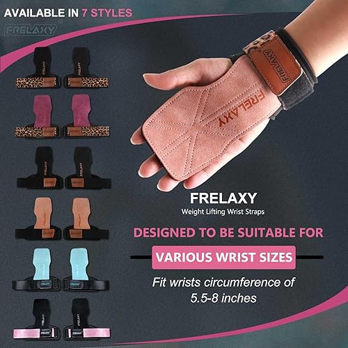 Miniatura 2 de Frelaxy Correas de muñeca de levantamiento de pesas para mujeres y hombres, agarres de levantamiento de pesas con bucle de muñeca, cuero de doble