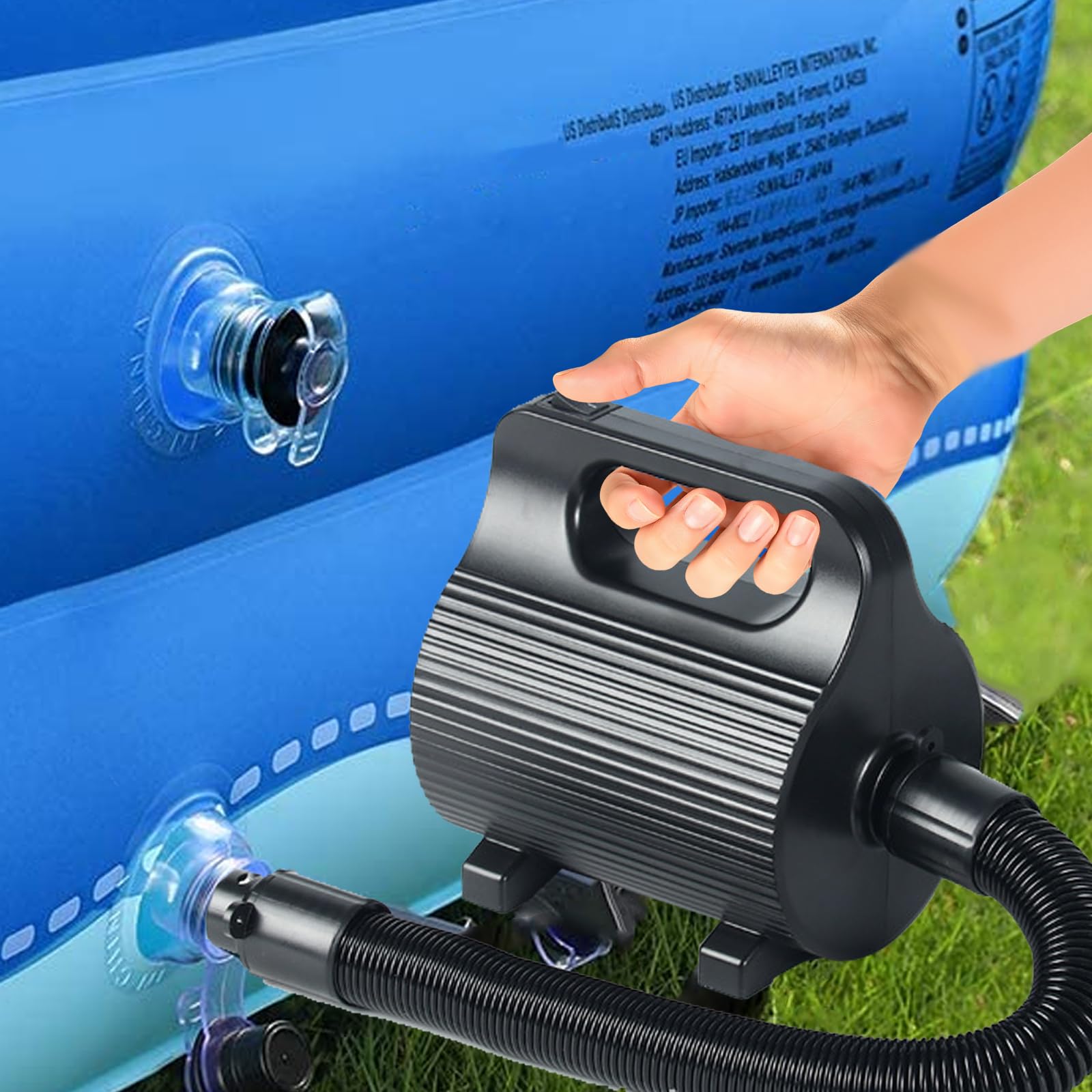 Pompa ad Aria Elettrica, Pompa Portatile a Riempimento Rapido con 4 Ugelli 600W CA 220-240V Pompa di Gonfiaggio e Sgonfiaggio per Materassini Gommoni e Cuscini da Piscina