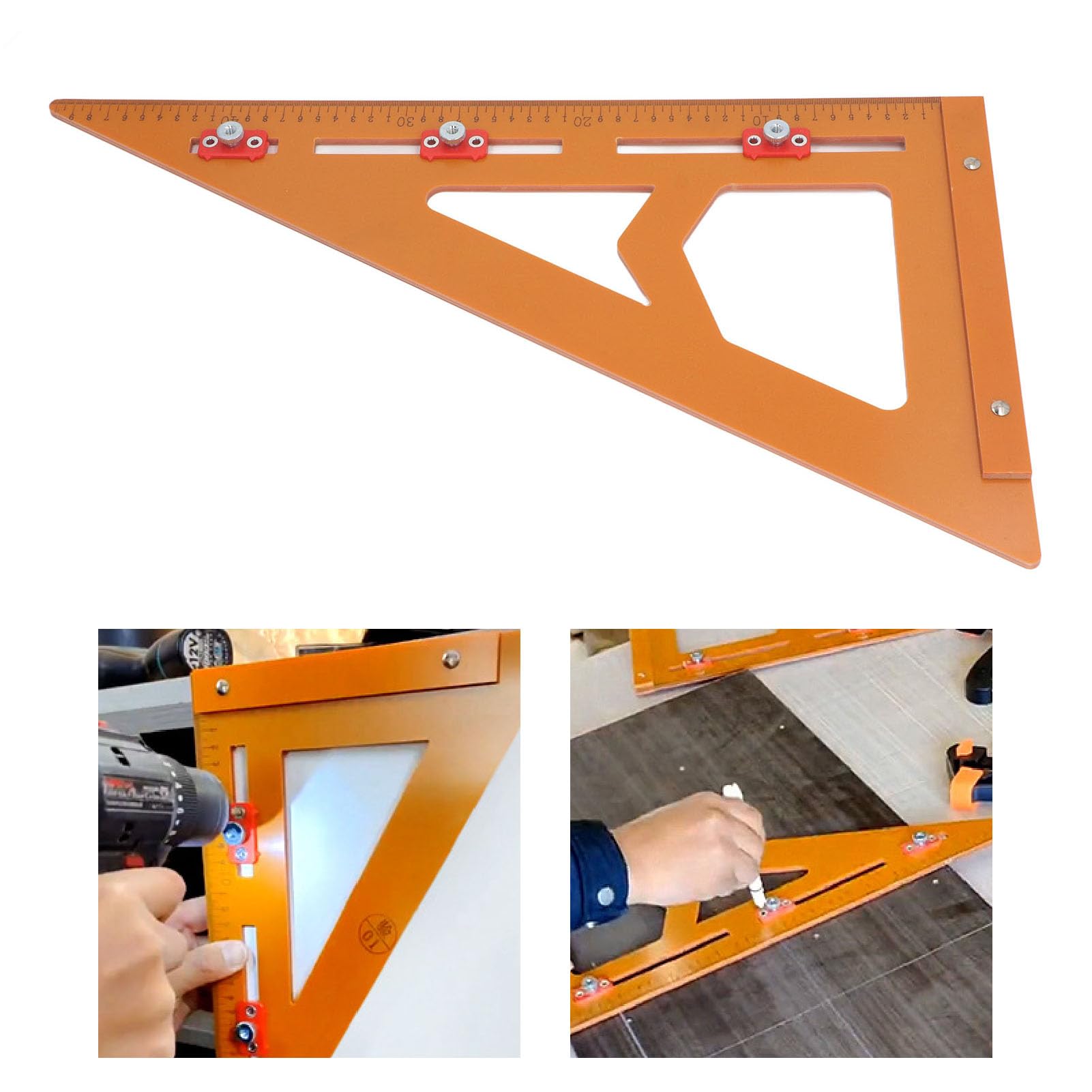 MRKU Squadra per Travi 2 in 1, Triangolo di Posizionamento per Foratura, Righello per misurazione e tracciatura, Strumento per falegnameria.