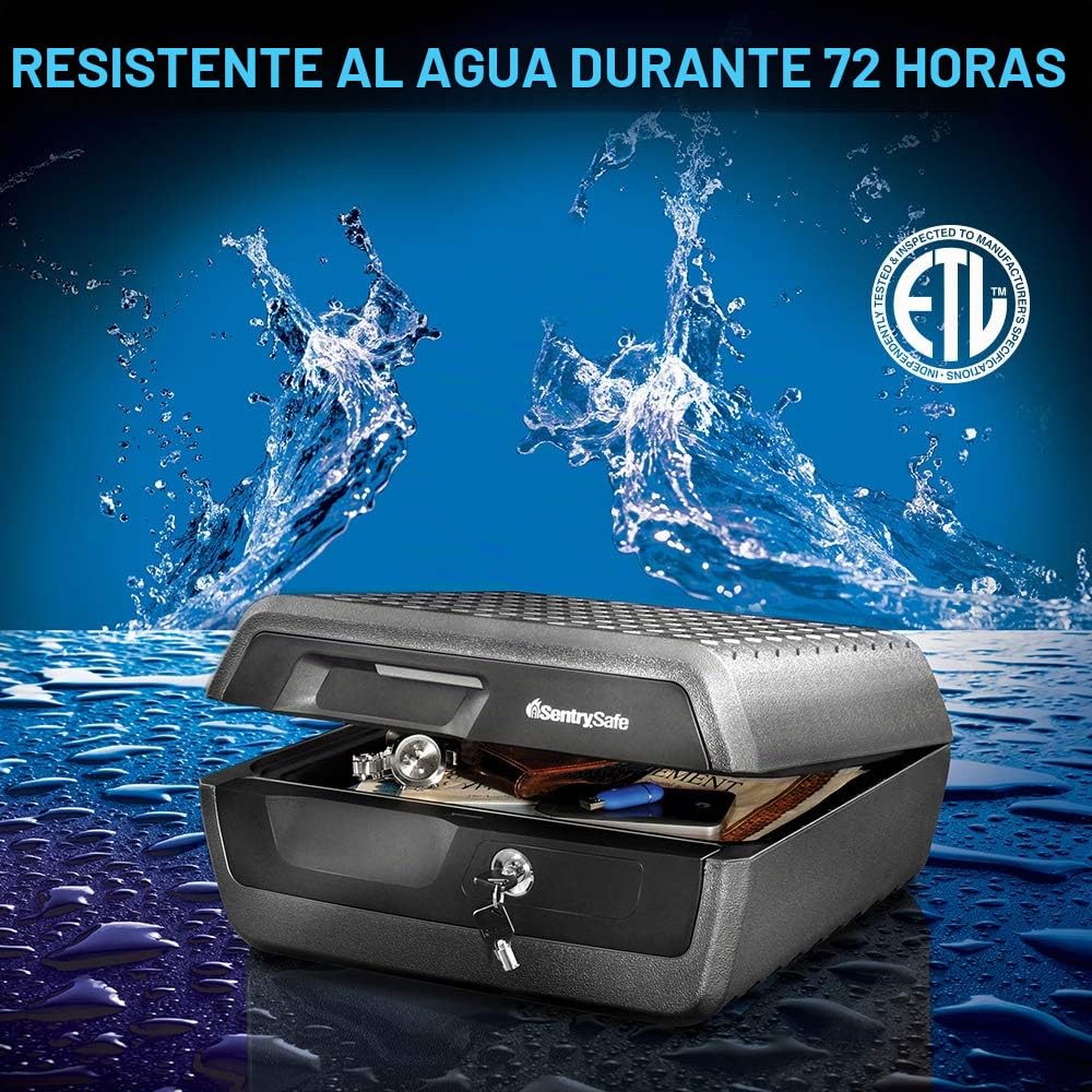 Sentry Safe - Caja de seguridad para documentos, ignífuga, impermeable, con cerradura de llave, 16.5 pulgadas de ancho x 14.8 pulgadas de profundidad x 7.6 pulgadas de alto, color negro