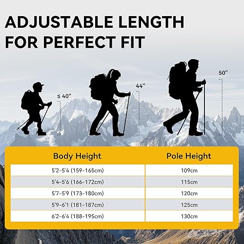Miniatura 7 de TOBTOS Bastones de senderismo telescópicos, paquete de 2  Bastones de senderismo ajustables y bastones para caminar, aluminio 7075 con empuñaduras