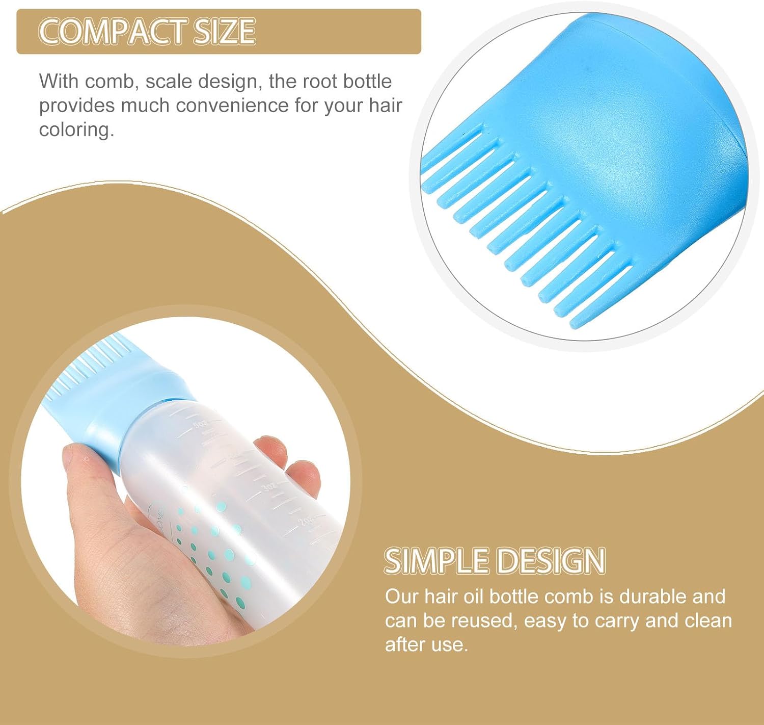2 Pcs Hair Color Applicator Bottles with Root Comb, 120ml Plastic Lightweight Bottles Featuring Graduated Scale Design for Salon and Barber Shops