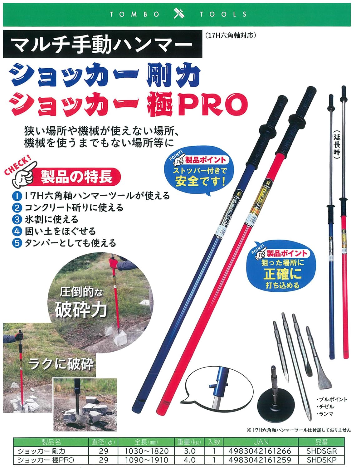 Amazon | トンボ工業 マルチ手動ハンマー ショッカー 極PRO 1090