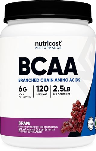 Nutricost BCAA Polvo (uva, 120 porciones) - Sin gluten, sin OMG, vegetariano, óptima relación 211