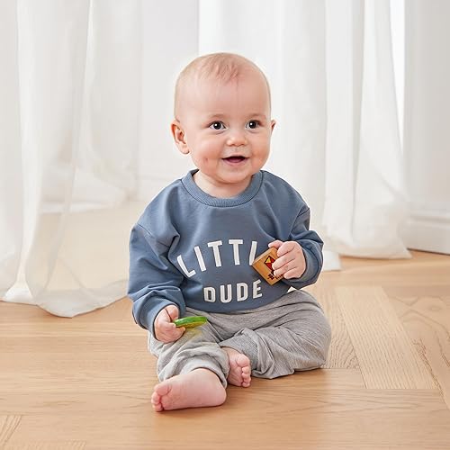 Miniatura 2 de Ropa de otoño para bebé recién nacido niño, manga larga, cuello redondo, estampado de letras, sudadera superior, pantalones largos, lindos conjuntos