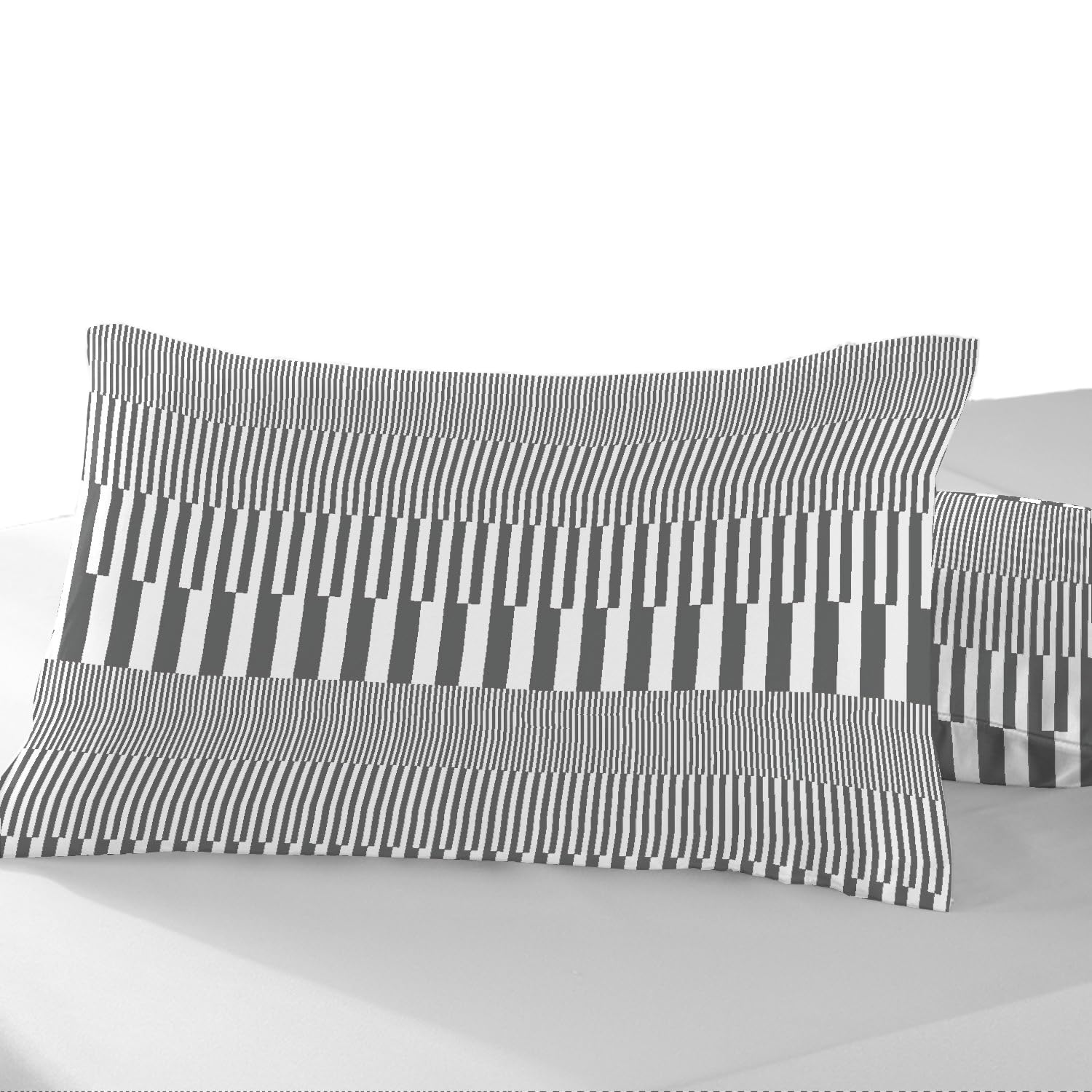 Pizuna Cascade Stripe Grey Cotton Printed Pillowcases 2 Pack 48X74, 400 Thread Count 100% Long Staple Cotton Pillow Cover, Sateen Standard Housewife Pillowcase (Marble Printed Pillow Cases 2 Pack)