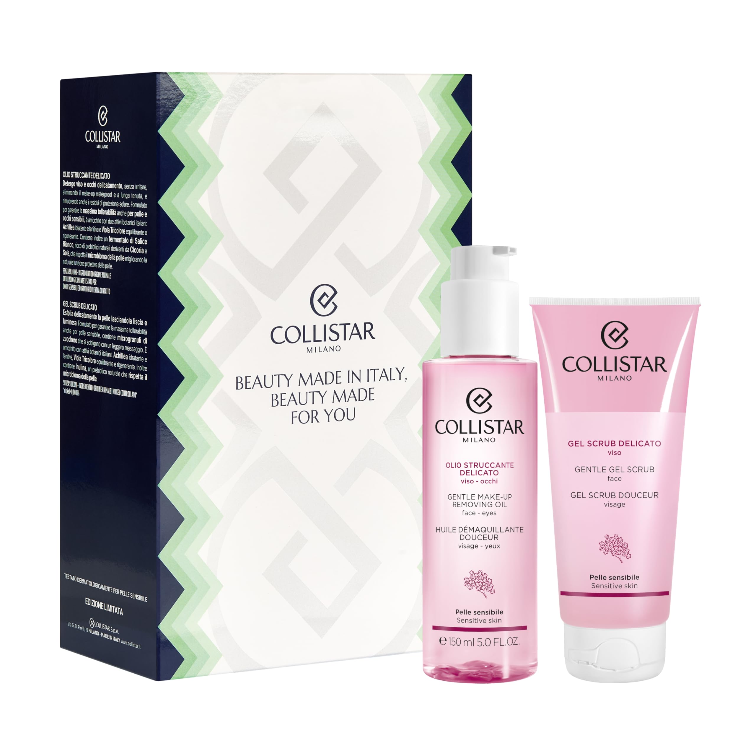 Collistar Cofanetto Regalo Detersione Delicata, Olio Struccante 150ml + Gel Scrub Viso 100ml, Rimuove Make-up Waterproof, Esfoliante Delicato, Pelle Sensibile, Made in Italy