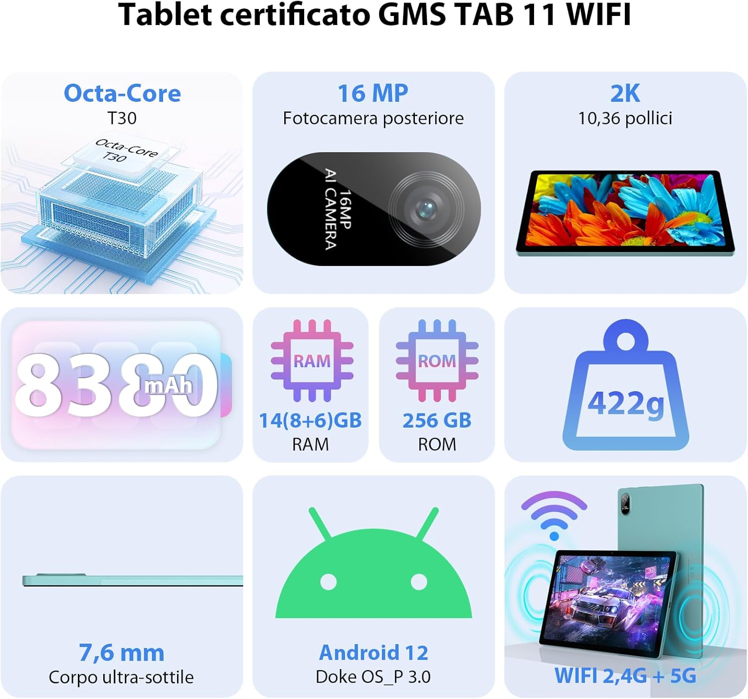 Blackview Tab 11 WiFi Android 12 Tablet 14GB+256GB Blu Blackview Tab 11 WiFi Android 12 Tablet 14GB+256GB Blu