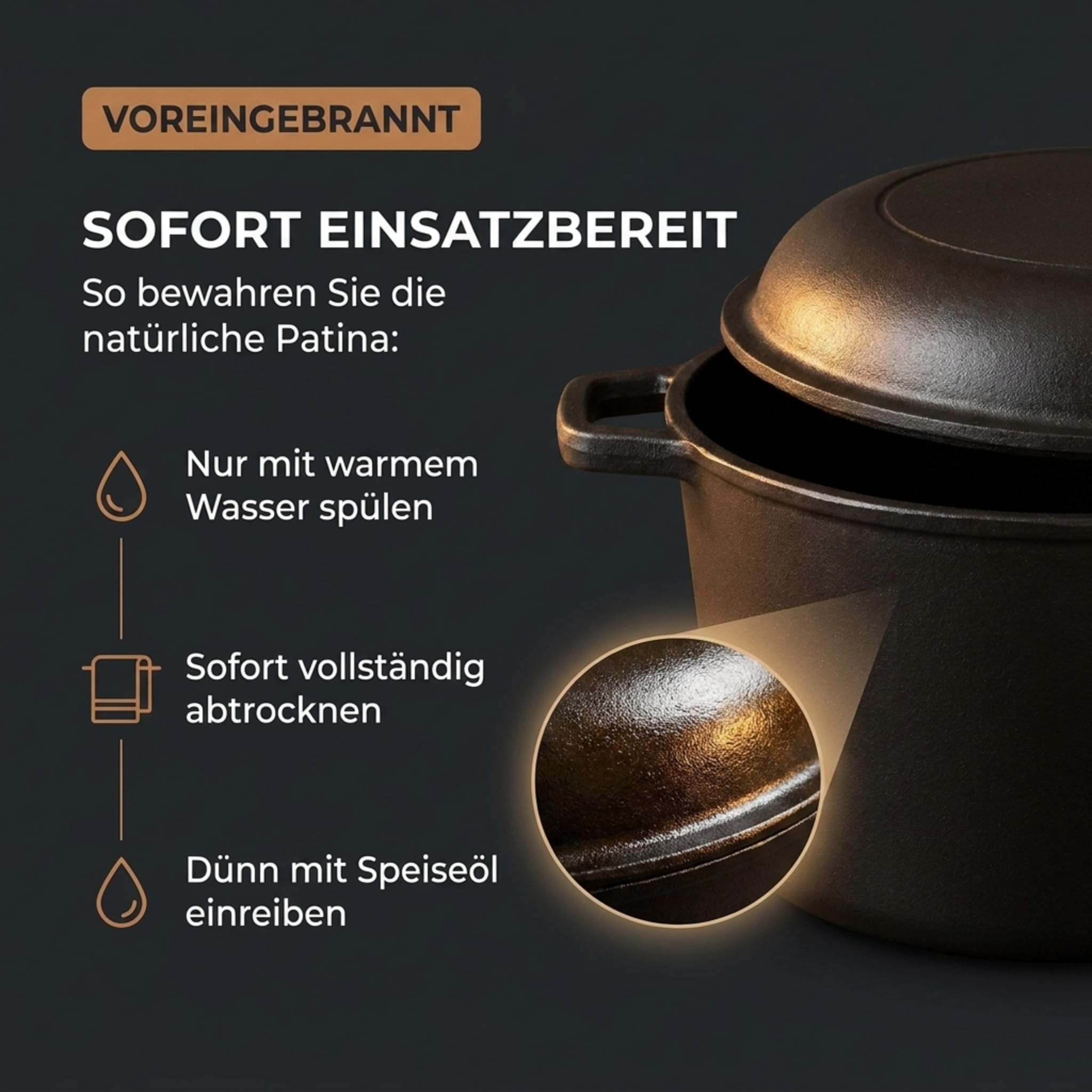 Homira Gusseisentopf 26 cm – Brotbackform & Pfanne in einem, Induktionsgeeignet Brotbacktopf, Brotbacken