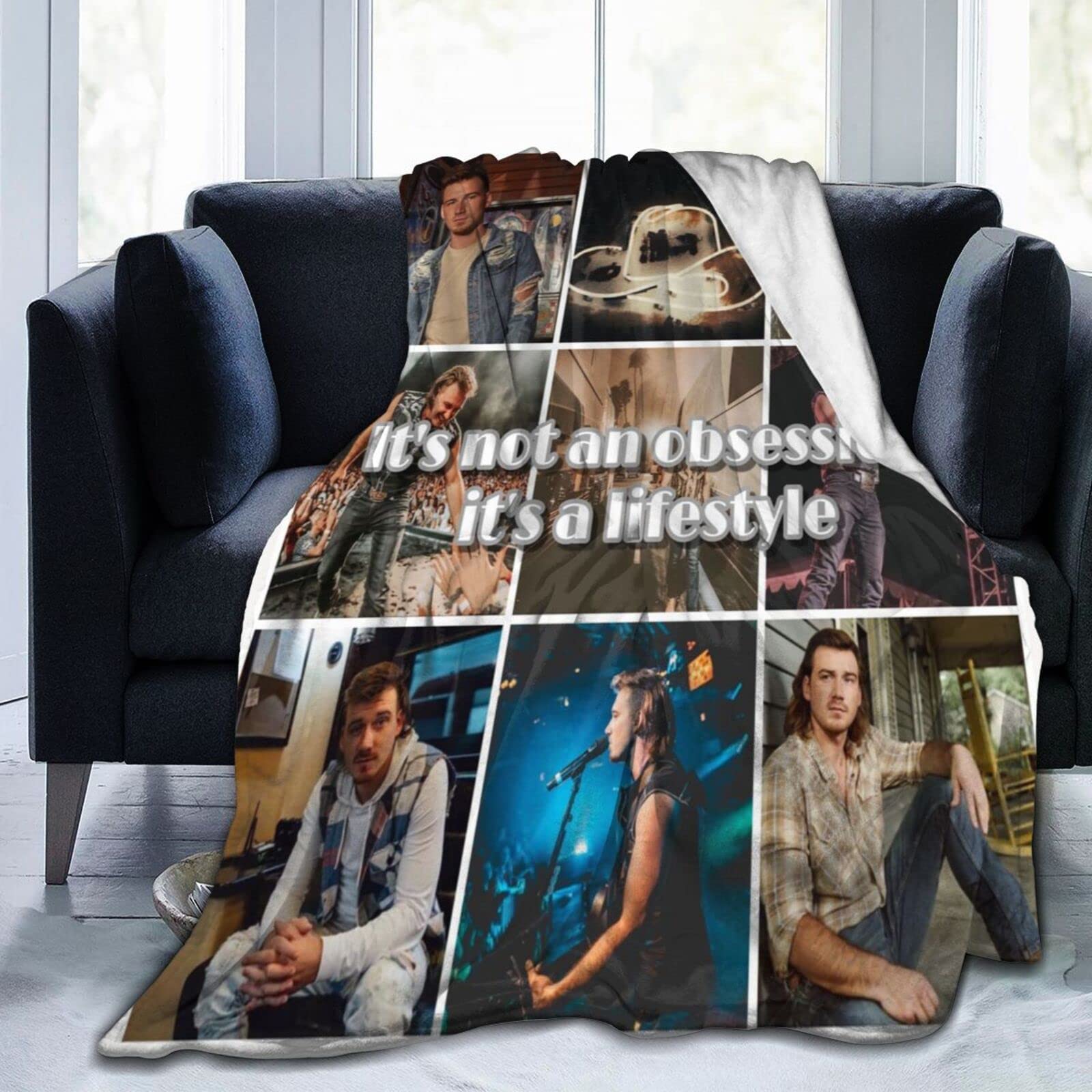 Yingd Blue Microfiber Throw Blanket Morgan Singer Wallen Soft Flannel Blanket Warm And Fluffy Anti Pilling Blanket For Adults Kids 125X100cm