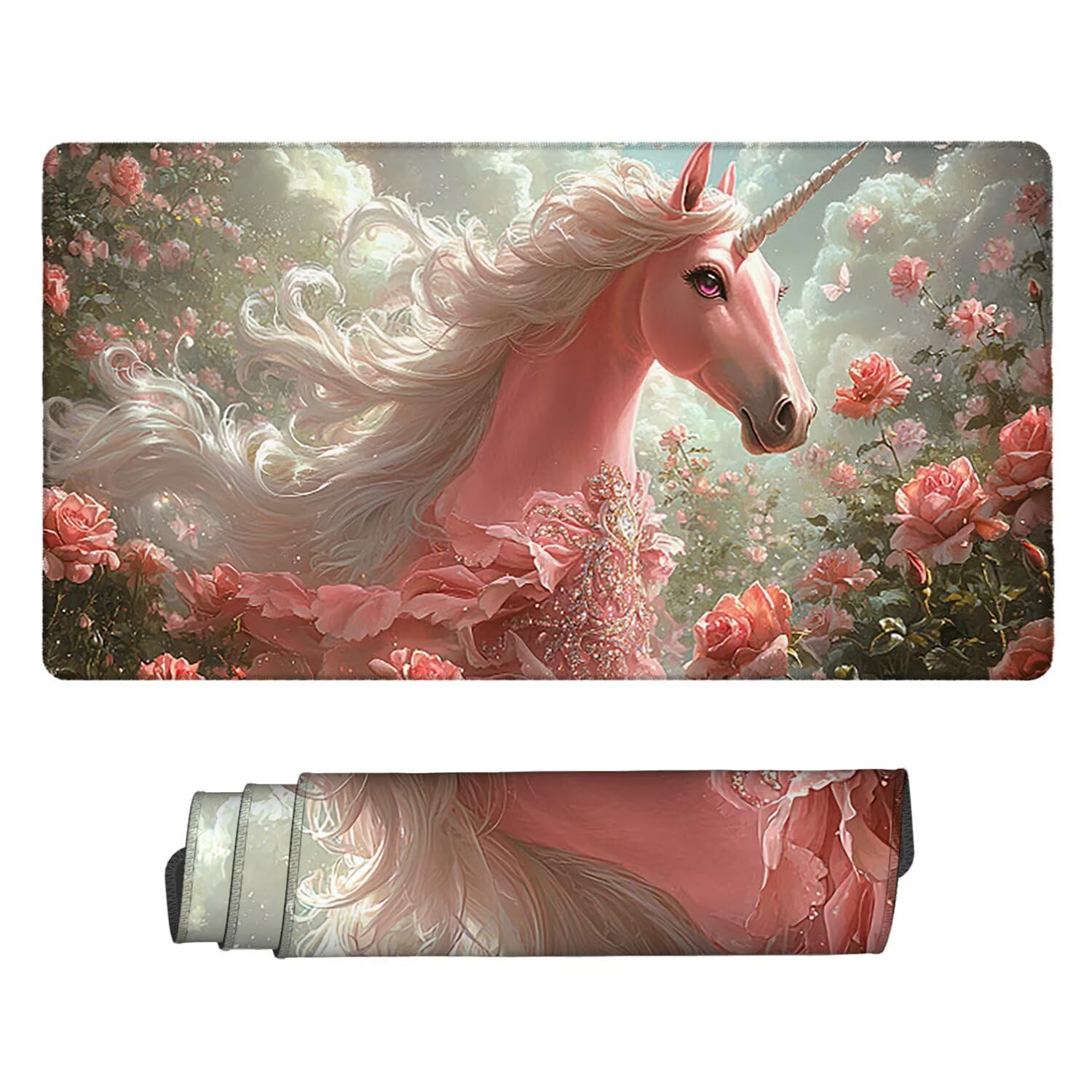 Podkładka pod mysz XXL 1200 x 600 mm duża podkładka pod mysz do gier, wodoodporne i antypoślizgowe gumowe podkładki pod mysz, podkładka pod mysz z wszytymi krawędziami do komputera, PC (jednorożec) X