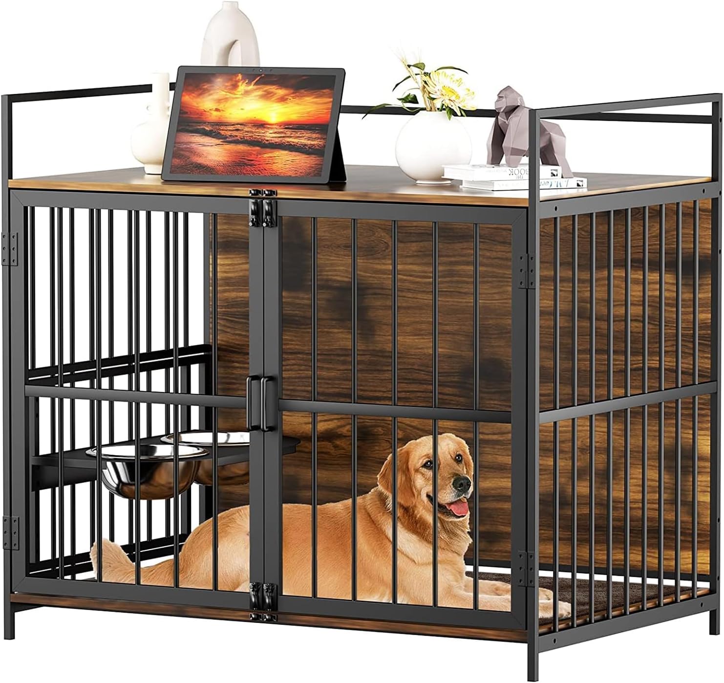Richell Expandable Pet Crate with Floor Tray, Medium, Dark