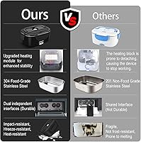 Vista 3 de Fiambrera eléctrica de 80 W, calentador de alimentos con doble contenedor, calentador de almuerzo portátil para adultos, lonchera térmica mejorada