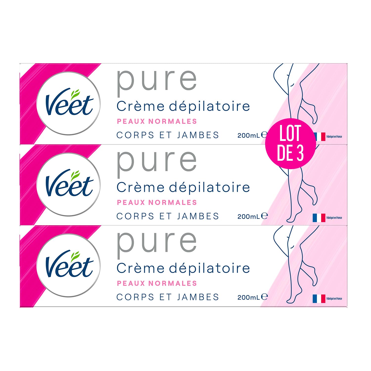 Veet Minima Crema depilatoria – Suavidad duradera después de la depilación – Piel normal – Tubo de 200 ml (3 unidades)