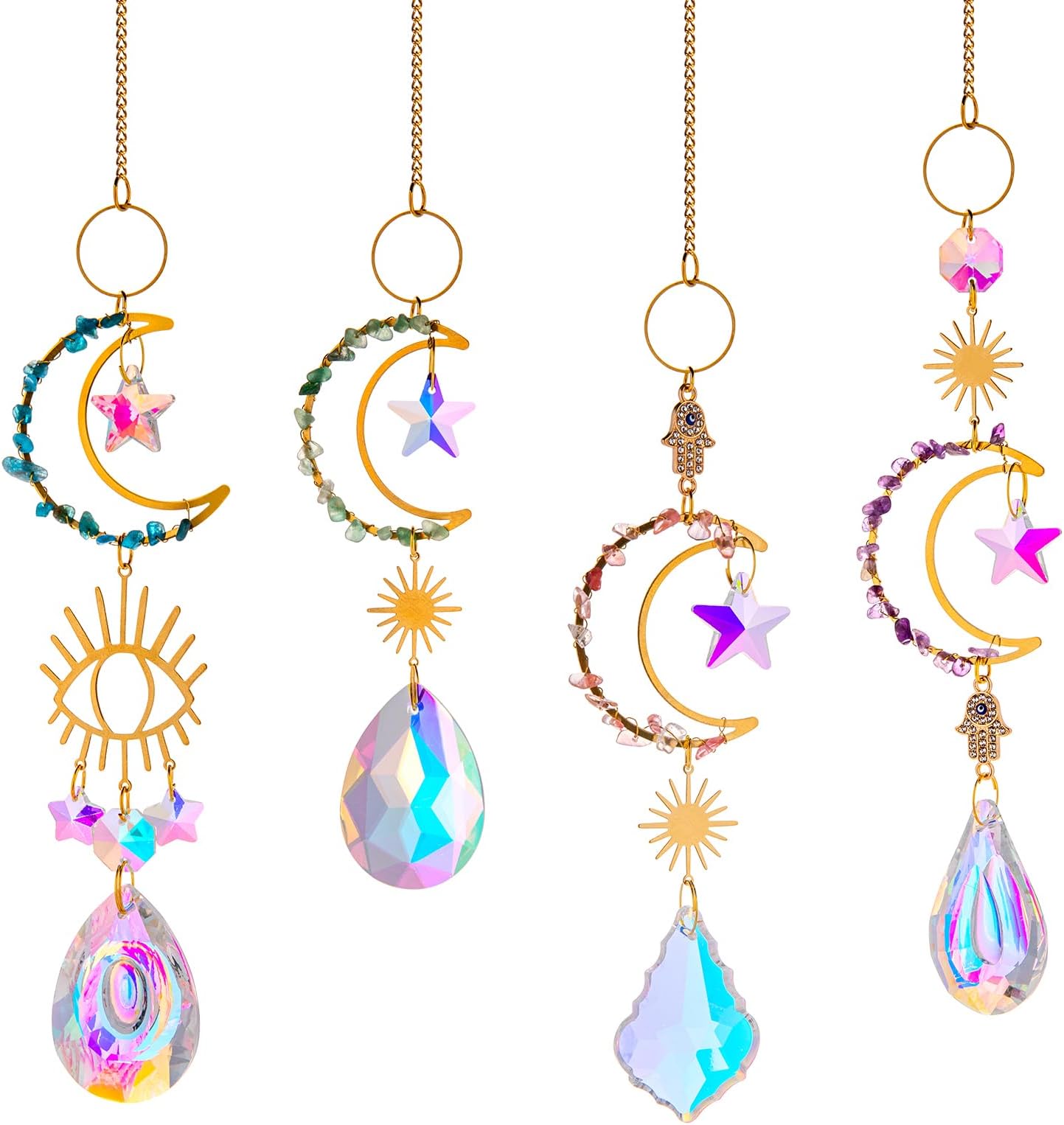 4 PCS Crystal Suncatcher Window Hanging,Sun Catcher Tree of