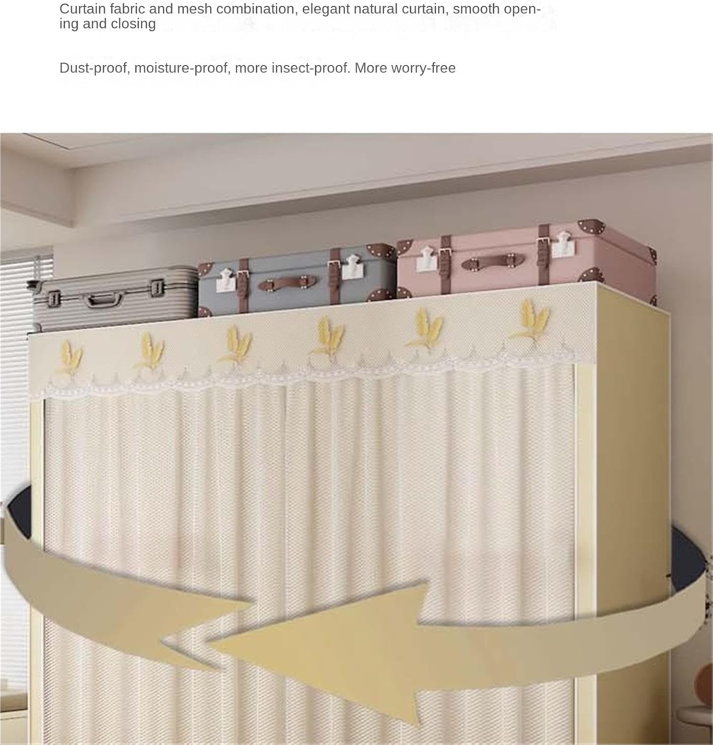 Portable Closet Wardrobe Closet Wardrobe Closet Organizer with Cover Closets for Hanging Clothes and Shelves Bedroom Easy Assemble(Yellow,80x50x172cm)