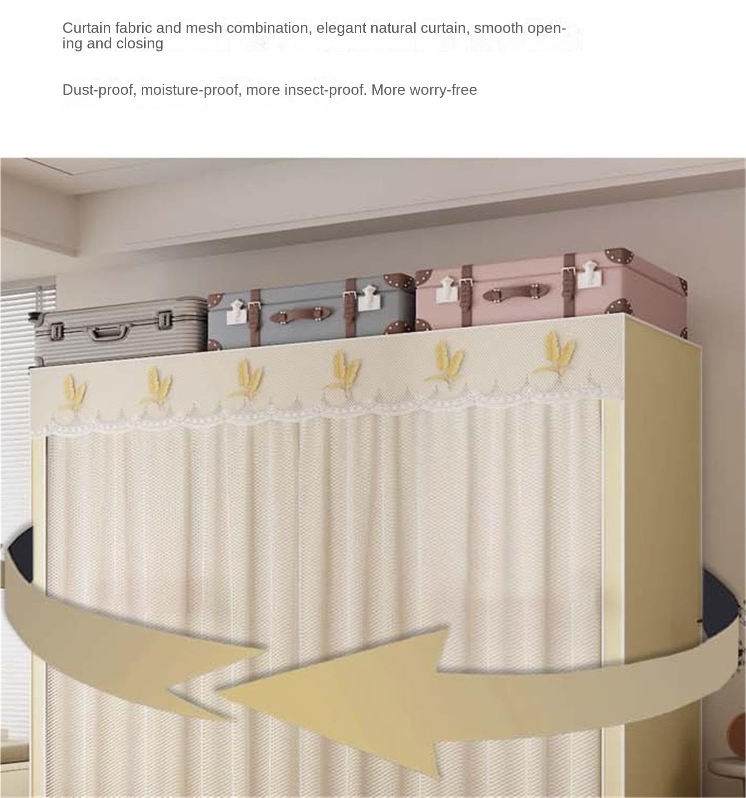 Armadio Camera da Letto Organizzatore for Armadio Guardaroba con Armadi di Copertura for Appendere Vestiti E Ripiani for Camera da Letto Guardaroba Resistente(Pink,105x50x172cm)