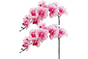 Pink Orchid Artificial Flowers 2PCS 37" Orchid Stems Light Pink Fake Phalaenopsis Flower