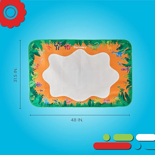 Miniatura 3 de Discovery Kids Dino Doodles Aqua Magic Art Mat, Dibujar con juego de colorear de agua, seco para borrar, incluye sellos, plantillas, esponja y