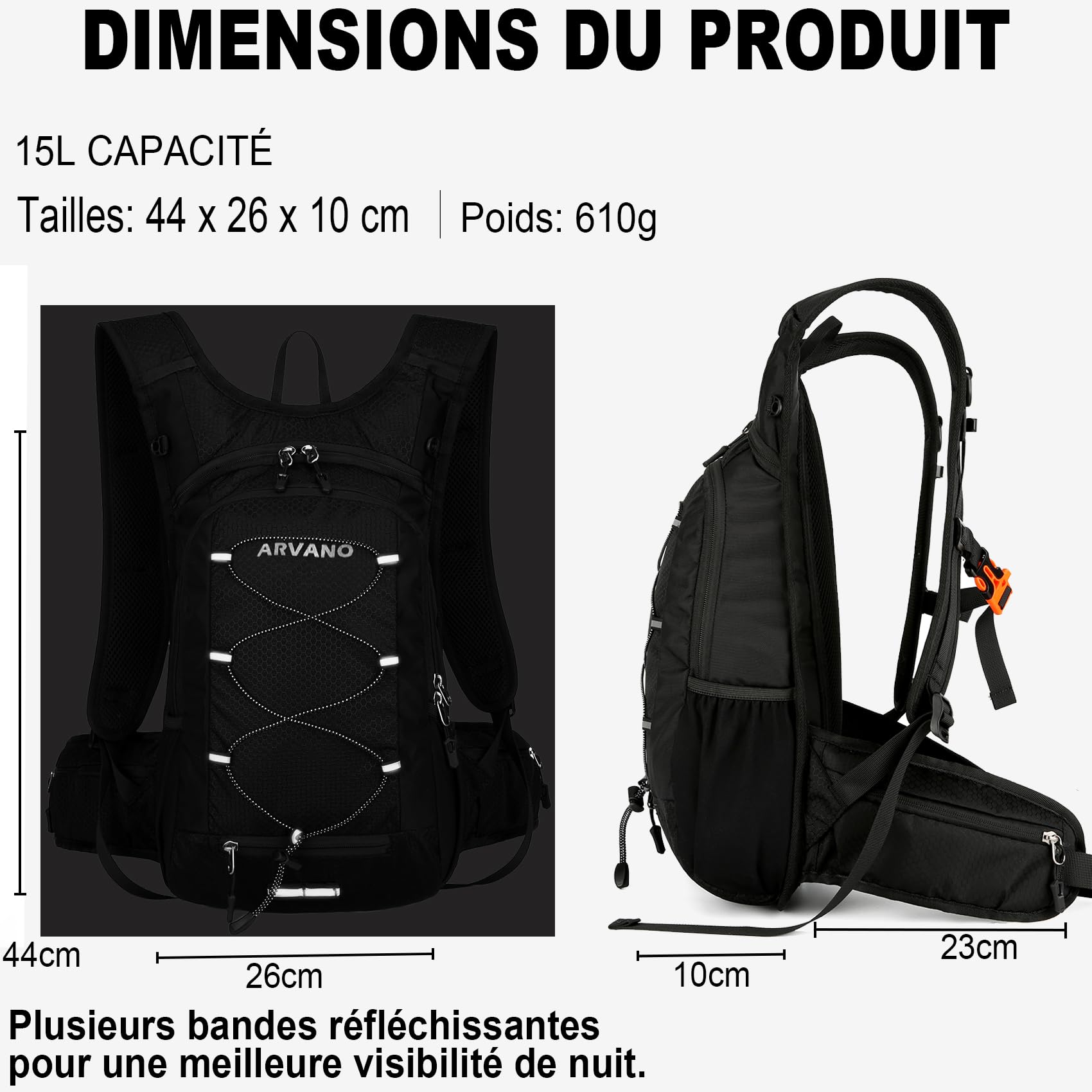 15L Sac à Dos Vélo avec Poche d'eau 2L Sac à Dos d'hydratation Ultra-léger Respirable Imperméable pour VTT Ski Course Randonnée Cyclisme Snowboard Femme Homme