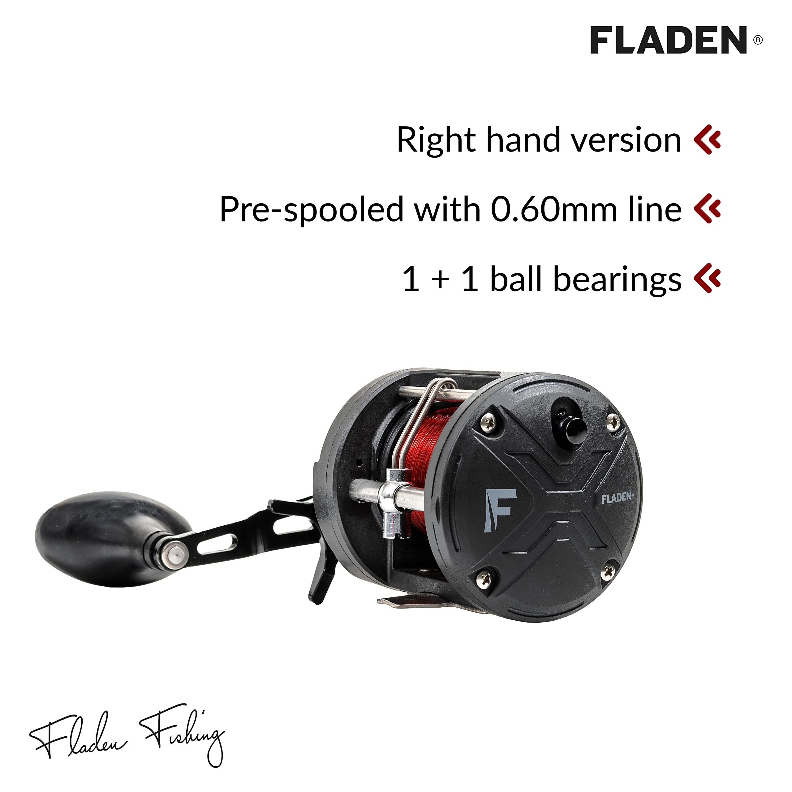 FLADEN Warbird 3011 Mulinello Moltiplicatore (mano destra) 1+1 cuscinetto a sfera Livello Wind Pre Spooled 0.60mm / 20.4kg Red Line [11-543011], Nero