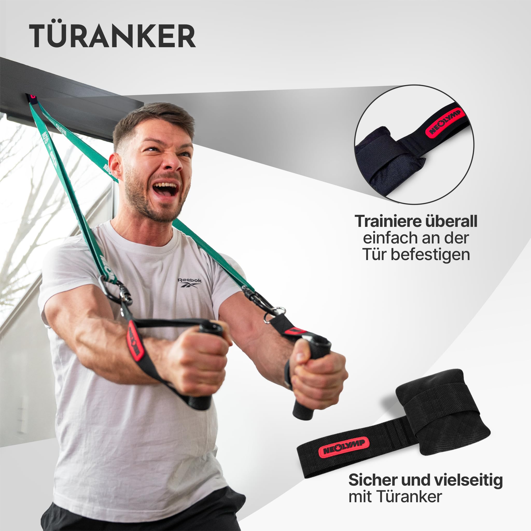 NEOLYMP Lange Fitnessbänder Stoff mit Fitness Zubehör - waschbare Resistance Bands, Widerstandsbänder, Gymnastikband, Fitnessband, Trainingsbänder, Klimmzugbänder, Krafttrainingssets