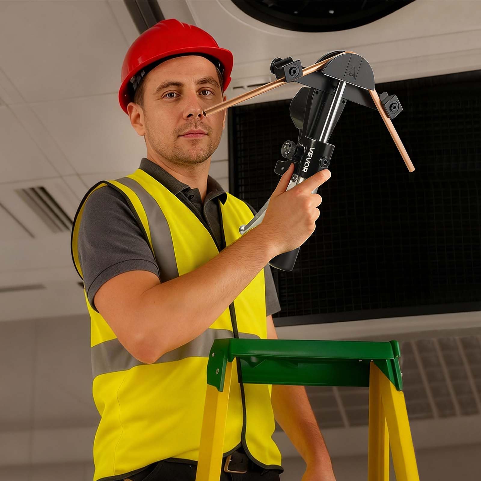 VEVOR Kit Piegatubi Idraulico 6-22mm Pinza Piegatrice Idraulica per Tubi in Rame, Set di Utensili per Piegatura HVAC Curvatura a 90° con 7 Matrici in Lega di Alluminio, per Riparazione di Automobili