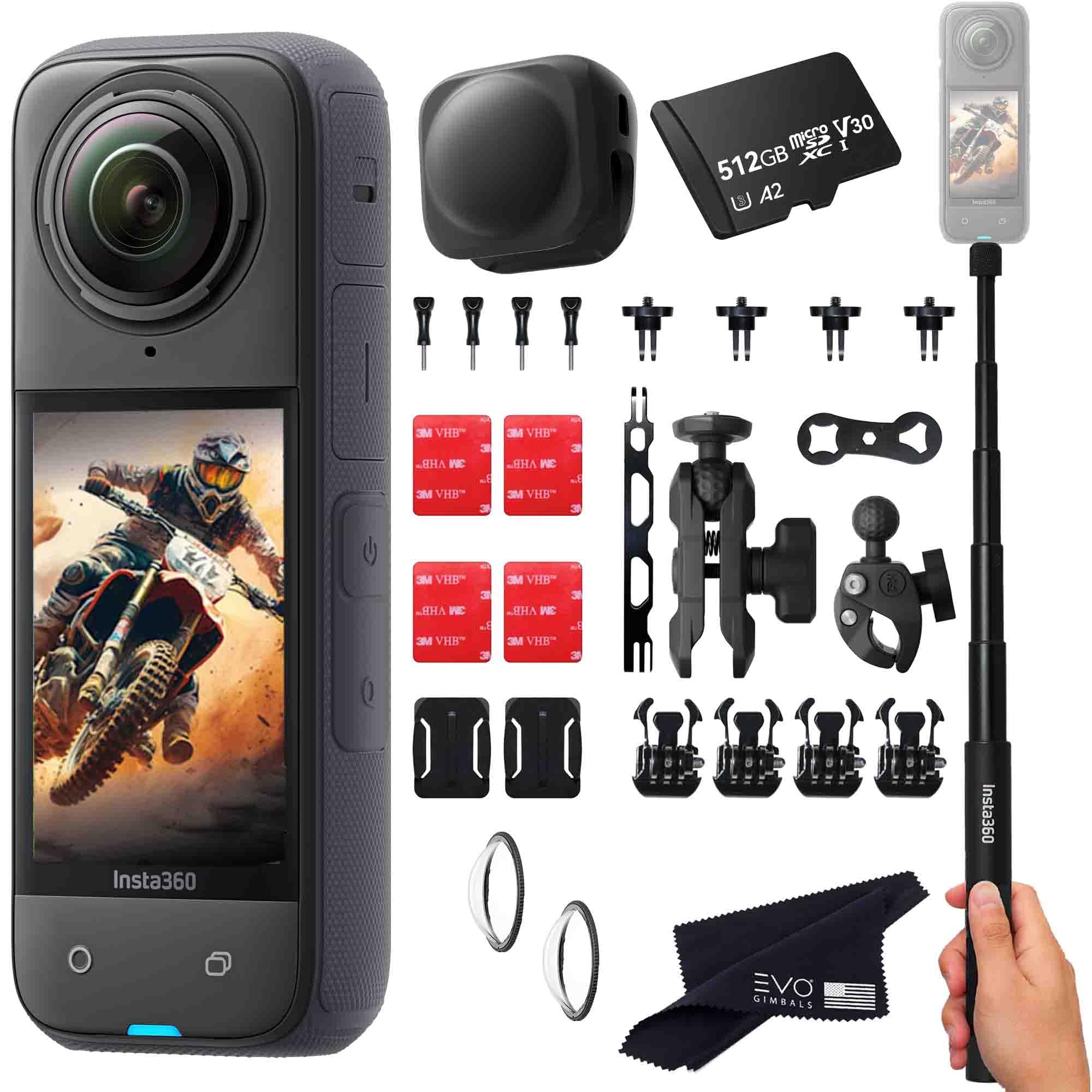 Insta360 X4 Motorcycle Bundle- 8K Waterproof 360 Action Camera with 1/2